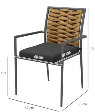 Set van 2 Zwarte Tuinstoelen – Stapelbaar & Weerbestendig