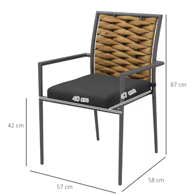 Set van 2 Zwarte Tuinstoelen – Stapelbaar & Weerbestendig