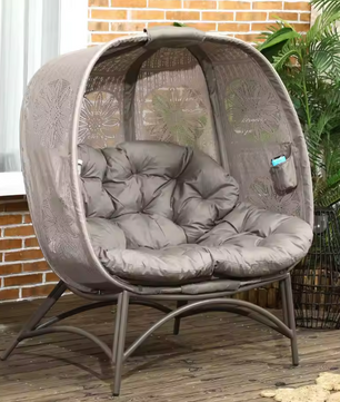 2-Persoons Tuinloungestoel – Opvouwbare Mand & Kussens