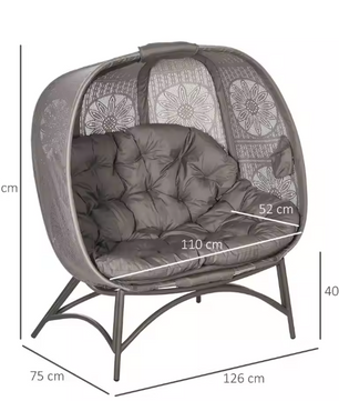 2-Persoons Tuinloungestoel – Opvouwbare Mand & Kussens