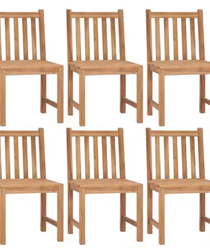 Set van 6 Teakhouten Tuinstoelen – Inclusief Rode Kussens, Duurzaam & Weerbestendig