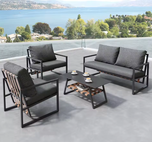 Tuinset met Bank, Tafel & Kussens – Retro Design PVC