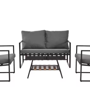 5-Delige Tuinset van Rotan – Inclusief Kussens & Glazen Tafel