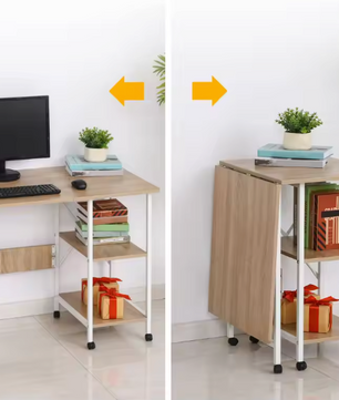 Opvouwbaar Computertafel Bureau op Wielen – 107 x 55 x 76 cm