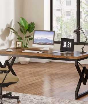 Groot Directiebureau 160 cm – Hout & Stalen Frame
