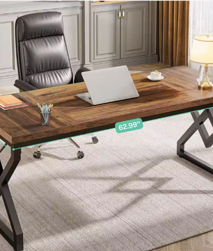 Groot Directiebureau 160 cm – Hout & Stalen Frame