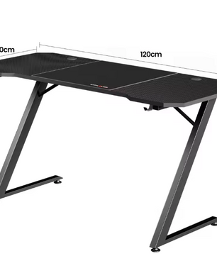 Gamingbureau 120 cm met LED, USB & Koolstofvezelblad