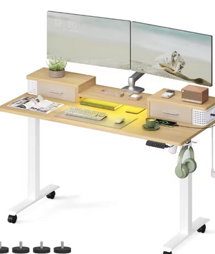 Elektrisch Zit-Sta Bureau 140 cm – Met USB, Lades & Monitorstand