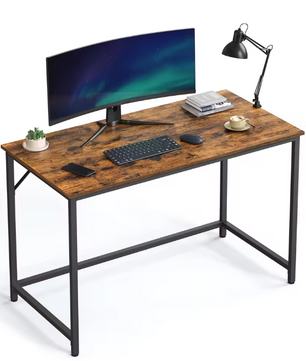 Compact Industrieel Bureau 120x60cm – Metaal & Houtnerf