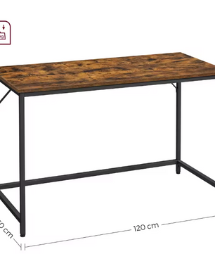 Compact Industrieel Bureau 120x60cm – Metaal & Houtnerf