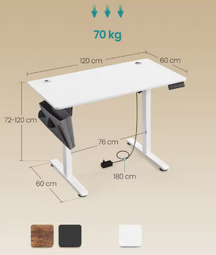 Elektrisch Zit-Sta Bureau 120x60cm – Met Geheugen & Organizer