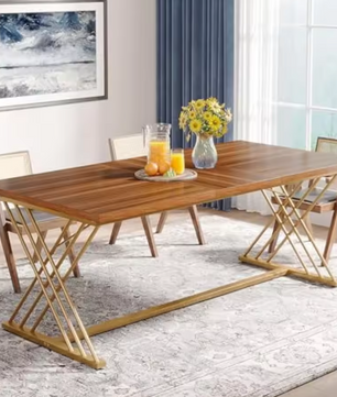 Eettafel 160x80x75cm voor 4–6 Personen – Hout & Gouden Frame