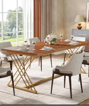 Eettafel 160x80x75cm voor 4–6 Personen – Hout & Gouden Frame