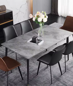 Moderne Marmeren Eettafel 120 cm – Rechthoekig & Metalen Frame