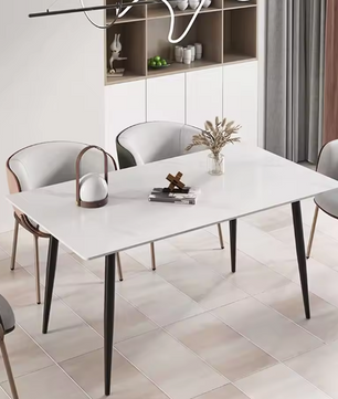 Moderne Marmeren Eettafel 120 cm – Rechthoekig & Metalen Frame