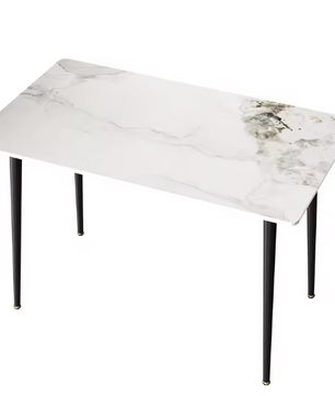 Moderne Marmeren Eettafel 120 cm – Rechthoekig & Metalen Frame
