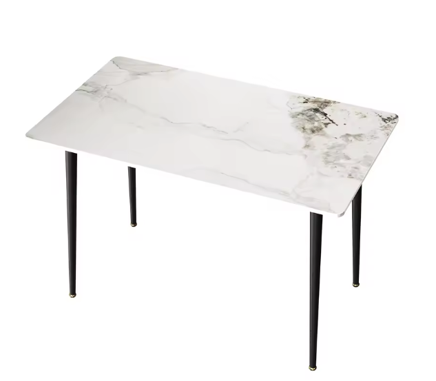 Moderne Marmeren Eettafel 120 cm – Rechthoekig & Metalen Frame