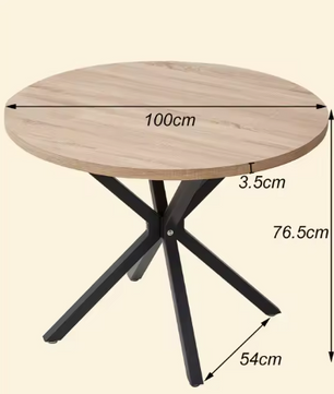 Ronde Houten Eettafel 100cm in diameter – Massief Hout & Metaal