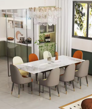 Uitschuifbare Eettafel 150–180 cm – Gesinterde Steen & Metaal
