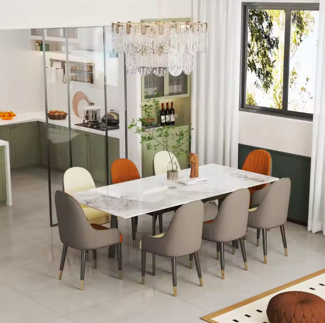 Uitschuifbare Eettafel 150–180 cm – Gesinterde Steen & Metaal