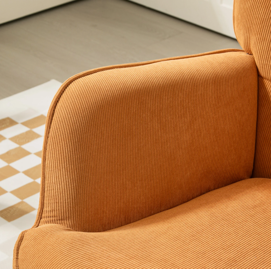 Loungestoel met Kruk – Comfortabele Relaxstoel met Beukenhouten Poten & Touwachtig Design, Inclusief Hocker
