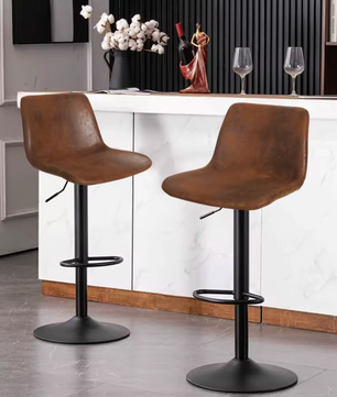 Set van 2 Verstelbare Vintage Barkrukken – Diepbruin – Industrieel Design