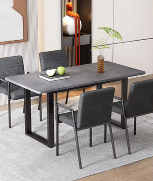 Industriële Eettafel met Stalen Poten – Grijs & Modern Design