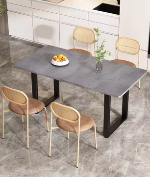 Industriële Eettafel met Stalen Poten – Grijs & Modern Design