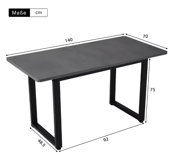 Industriële Eettafel met Stalen Poten – Grijs & Modern Design
