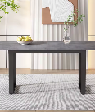 Industriële Eettafel met Stalen Poten – Grijs & Modern Design