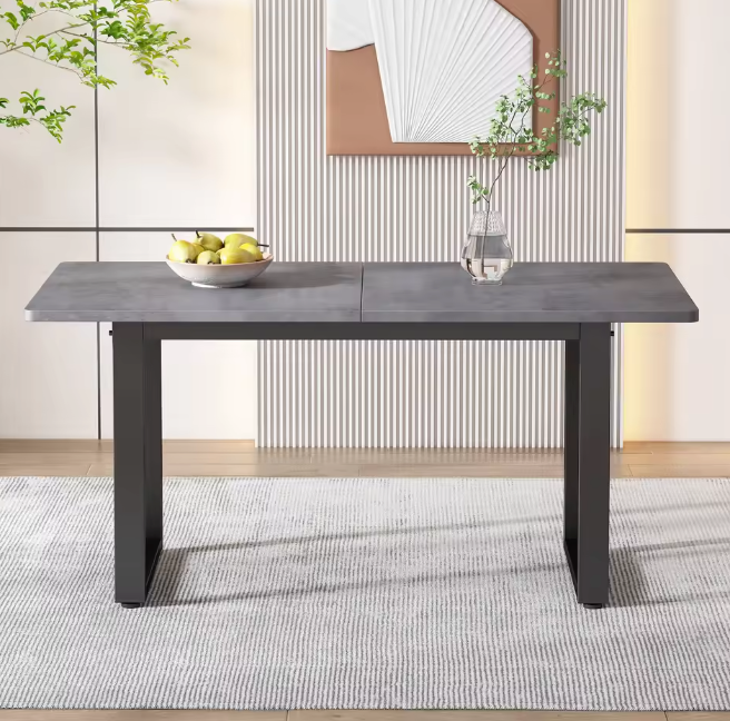 Industriële Eettafel met Stalen Poten – Grijs & Modern Design