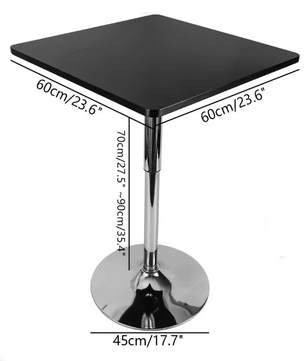 Verstelbare Vierkante Bartafel – 70–90 cm Hoogte & 360° Draaibaar