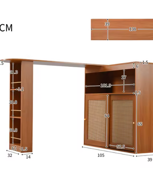 Moderne Bartafel met Opbergruimte – Rotan Deur & Verstelbare Planken