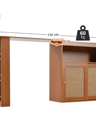 Moderne Bartafel met Opbergruimte – Rotan Deur & Verstelbare Planken
