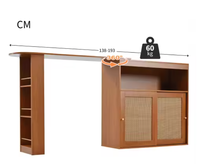 Moderne Bartafel met Opbergruimte – Rotan Deur & Verstelbare Planken
