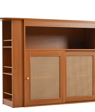 Moderne Bartafel met Opbergruimte – Rotan Deur & Verstelbare Planken