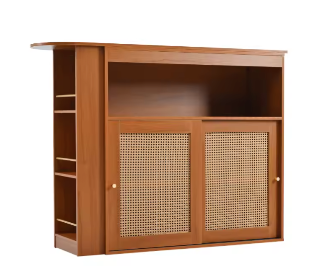 Moderne Bartafel met Opbergruimte – Rotan Deur & Verstelbare Planken