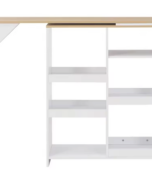 Moderne Bartafel met Afneembare Plank – 138×39×110 cm, Wit en Licht Hout