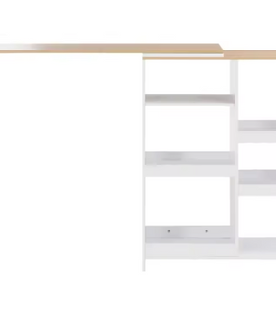 Moderne Bartafel met Afneembare Plank – 138×39×110 cm, Wit en Licht Hout