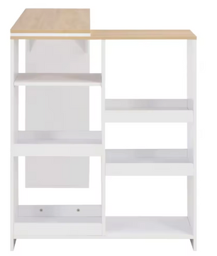 Moderne Bartafel met Afneembare Plank – 138×39×110 cm, Wit en Licht Hout