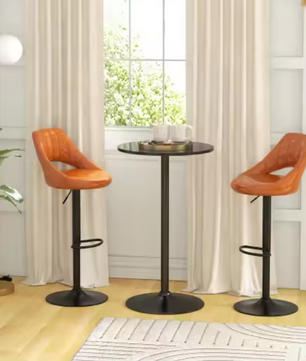 Ronde Scandinavische Bartafel – Zwart Ø60 cm met Marmeren Blad