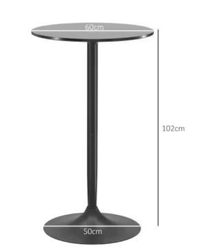 Ronde Scandinavische Bartafel – Zwart Ø60 cm met Marmeren Blad