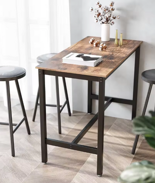 Industriële Bartafel – Vintage Houtlook & Stalen Frame, 120×60 cm