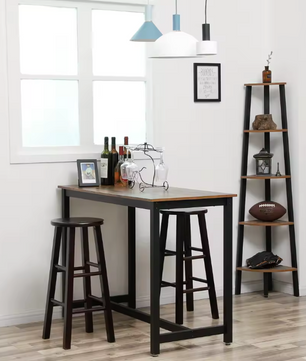 Industriële Bartafel – Vintage Houtlook & Stalen Frame, 120×60 cm