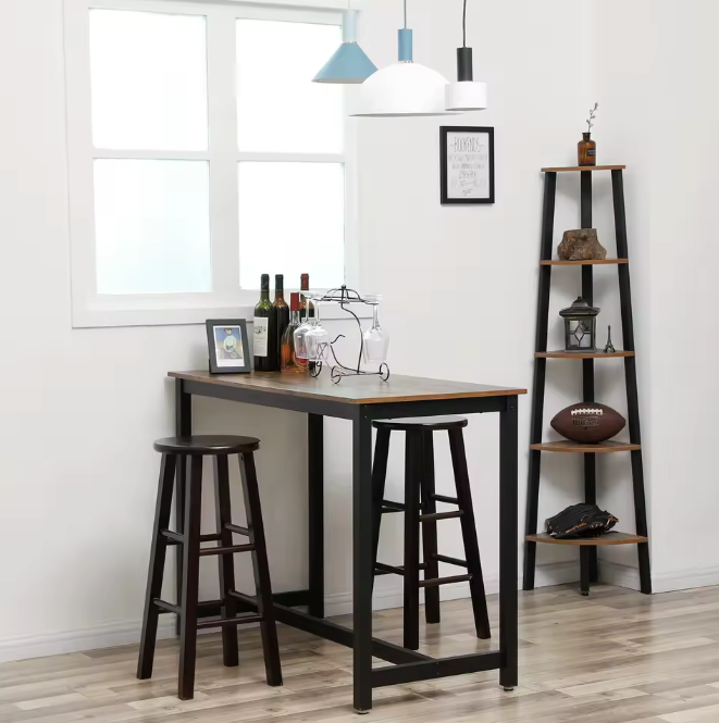 Industriële Bartafel – Vintage Houtlook & Stalen Frame, 120×60 cm
