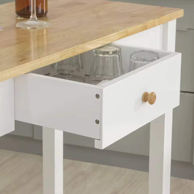 3-delige bartafelset met lade, haken en 2 krukken
