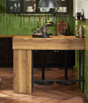 Industriële bartafel met kast, planken en uitklapblad