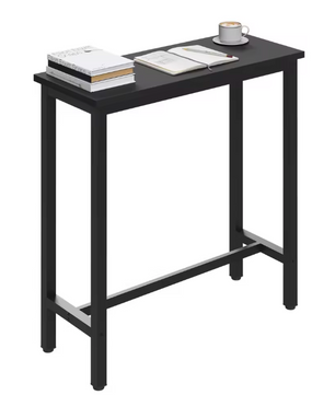 Industriële bartafel zwart – met metalen frame en dwarsbalk