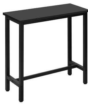 Industriële bartafel zwart – met metalen frame en dwarsbalk