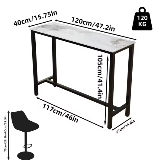 Luxe marmeren bartafel 120×40 cm – hoog en modern design